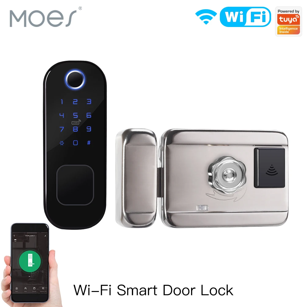 Home Security Locks For Doors - MOES 와이파이 투야 스마트 도어락, 지문