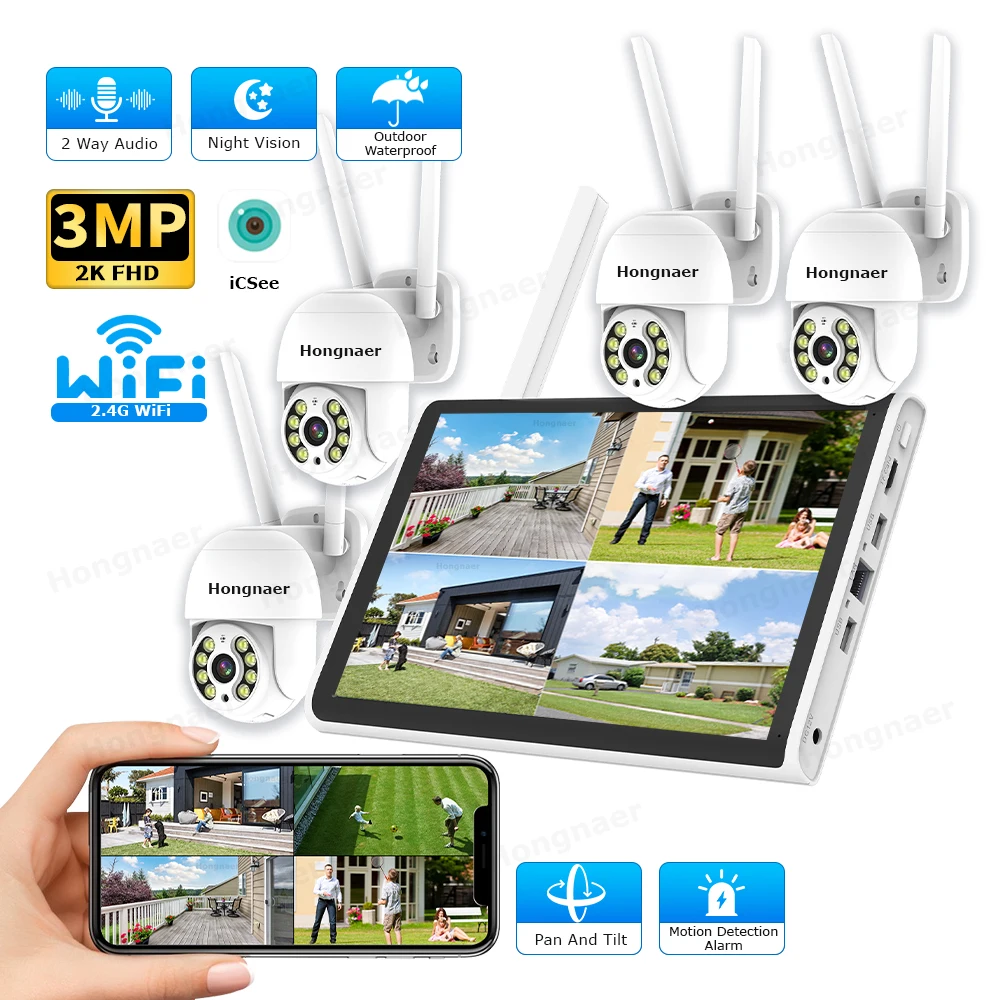 Home Security Kit With Camera - 2026 홍나르 3MP 4채널 WiFi 홈