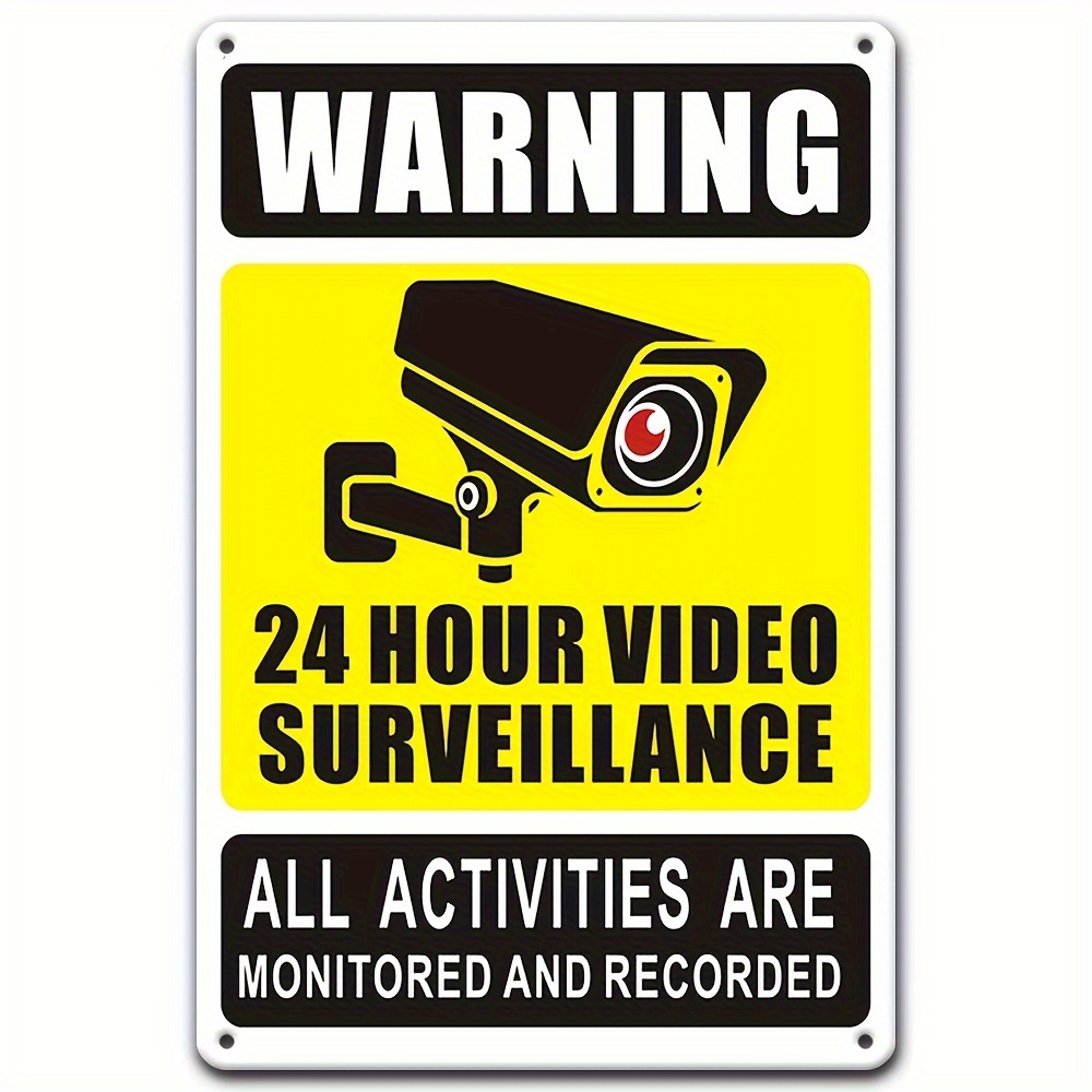 Home Security And Monitoring - 24시간 영상 감시 경고 표지판 -