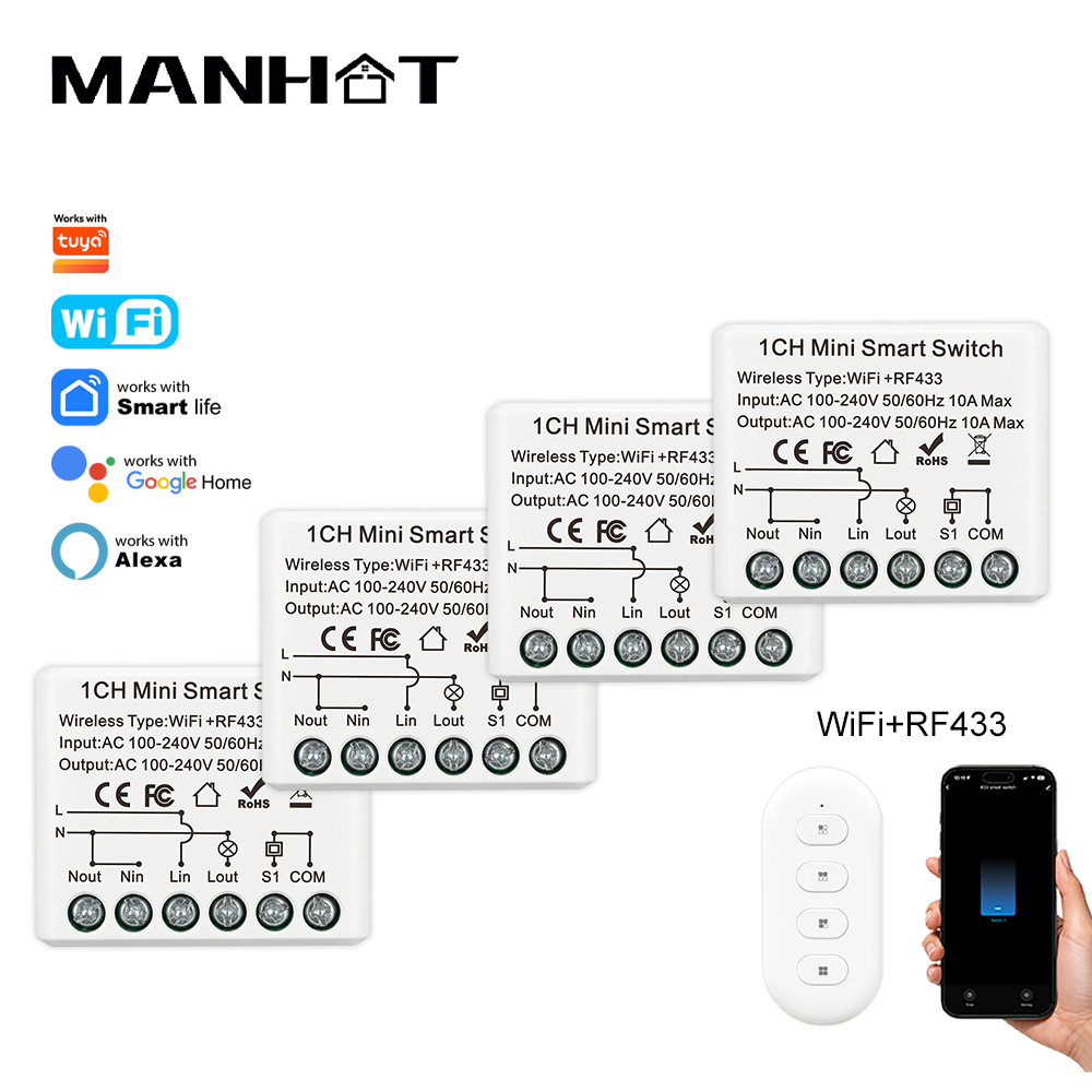 Home Security Alexa - 10A 미니 WIFI 스마트 스위치 RF433Mhz
