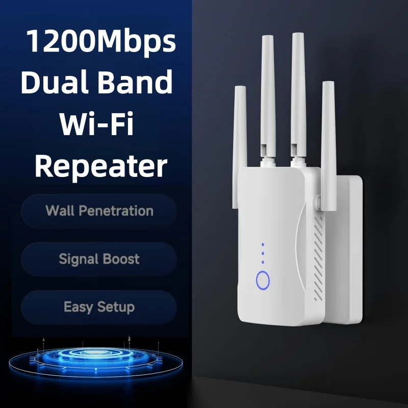 Home Security Wireless - 2.4G/5GHz 듀얼 밴드 와이파이 리피터 1200Mbps