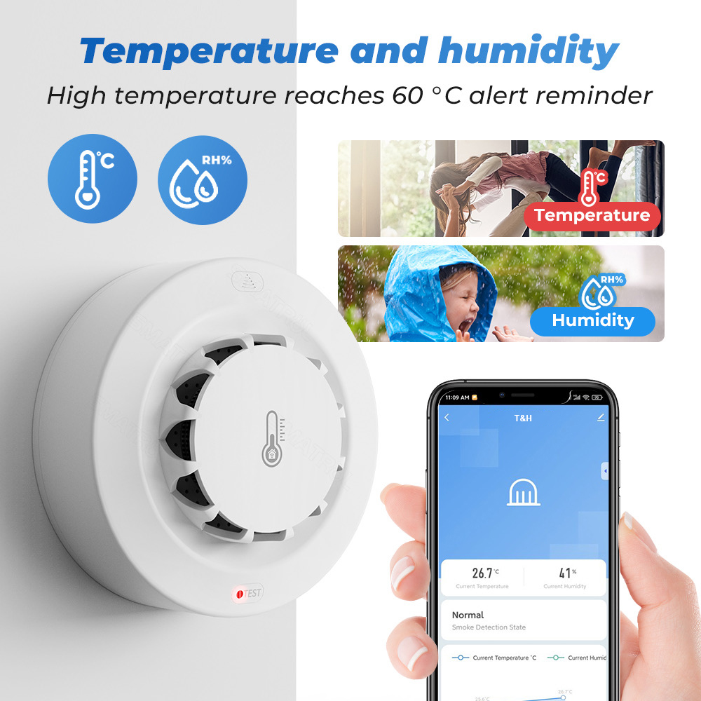 Tuya WiFi 온도 및 습도 센서 연기 감지기 보호 - Home Security Wireless 리뷰 및 가격