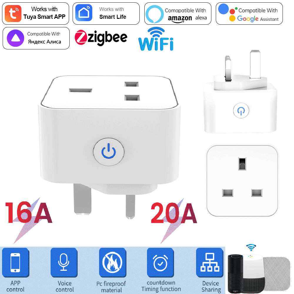 Tuya 스마트 소켓 16A/20A WiFi 또는 Zi - Home Security Alexa 리뷰 및 가격