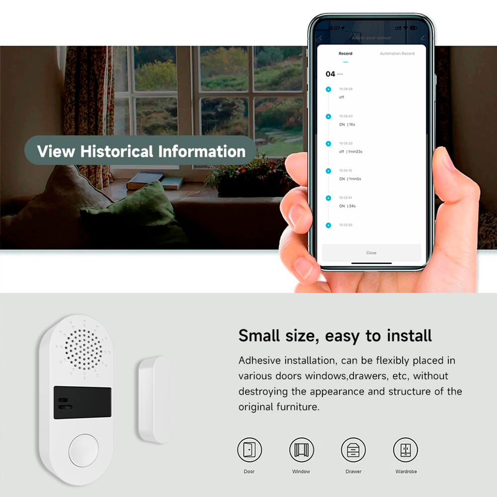 Tuya Zigbee 무선 도어 윈도우 접촉 센서 13 - Home Security Alexa 리뷰 및 가격
