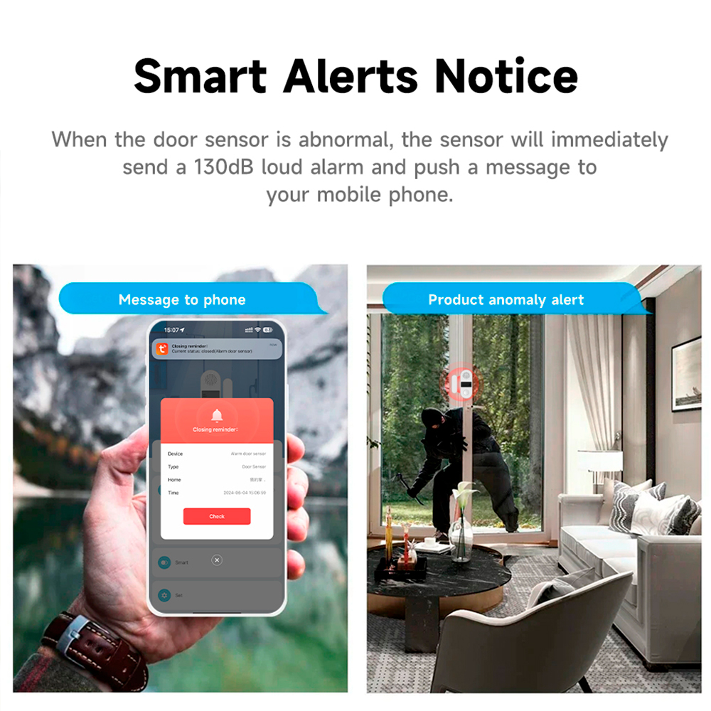 Tuya Zigbee 무선 도어 윈도우 접촉 센서 13 - Home Security Alexa 리뷰 및 가격