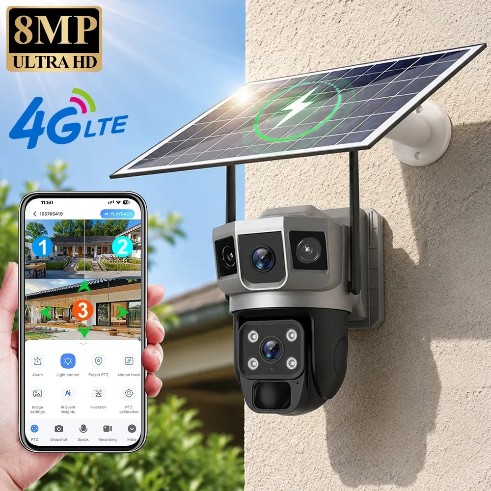 V380 4K 3화면 4G 카메라 태양광 배터리 PIR - Home Security Upgrades 리뷰 및 가격