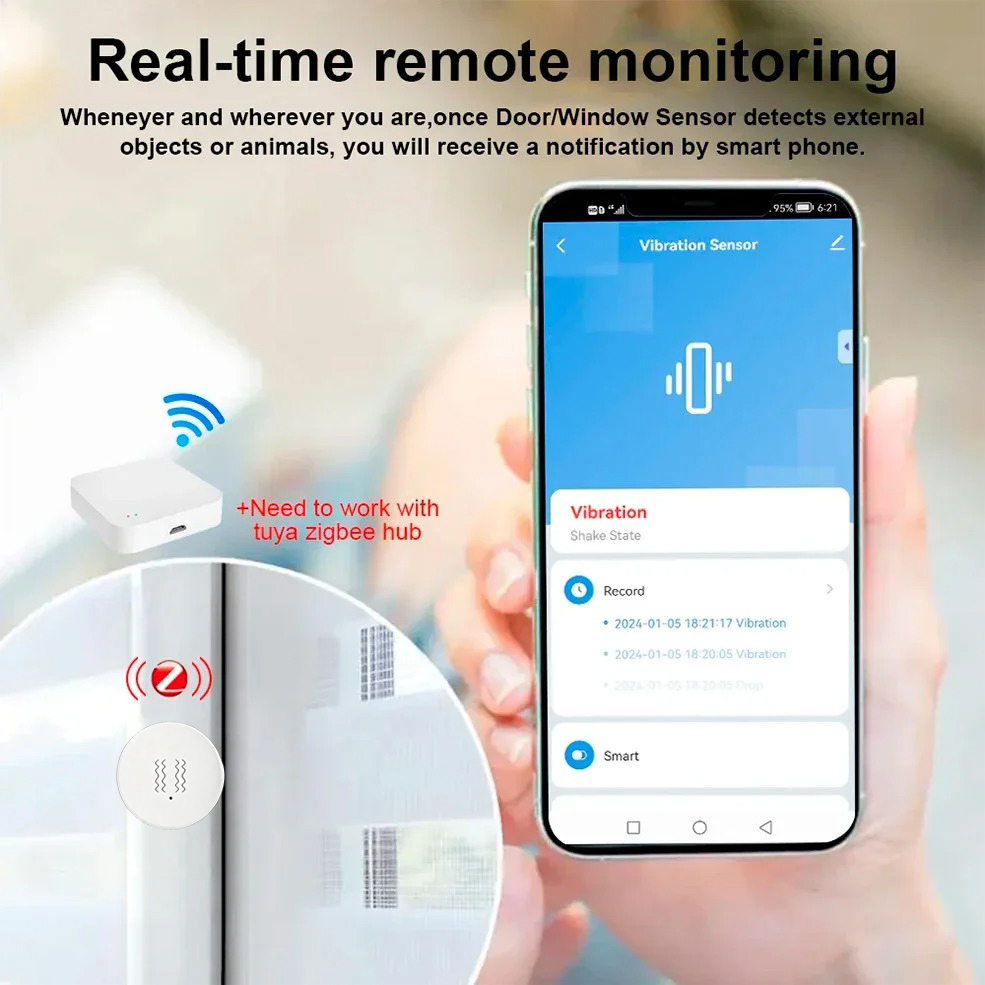 Tuya ZigBee 스마트 진동 및 기울기 센서 홈  - Home Security Alexa 리뷰 및 가격