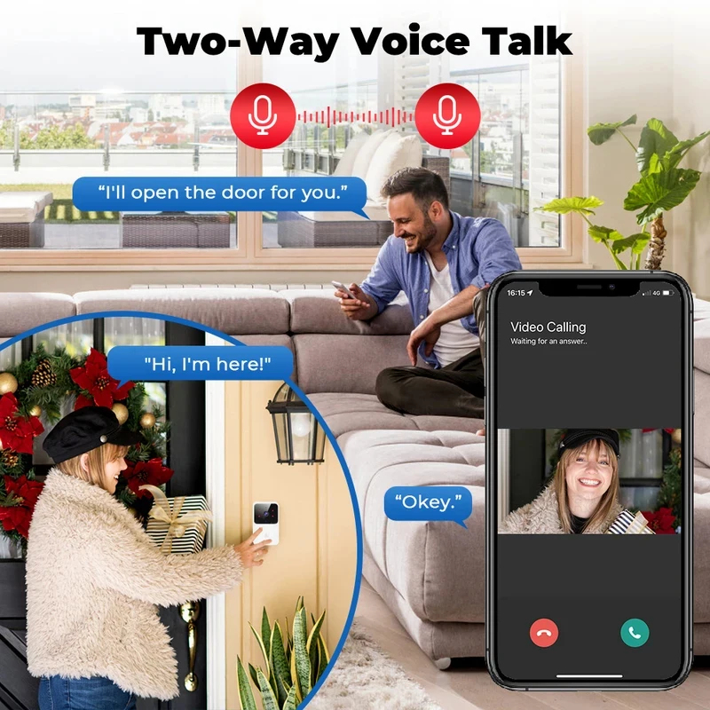스마트 홈 WiFi 비디오 초인종 무선 전화 양방향 인 - Home Security No Wifi Needed 리뷰 및 가격