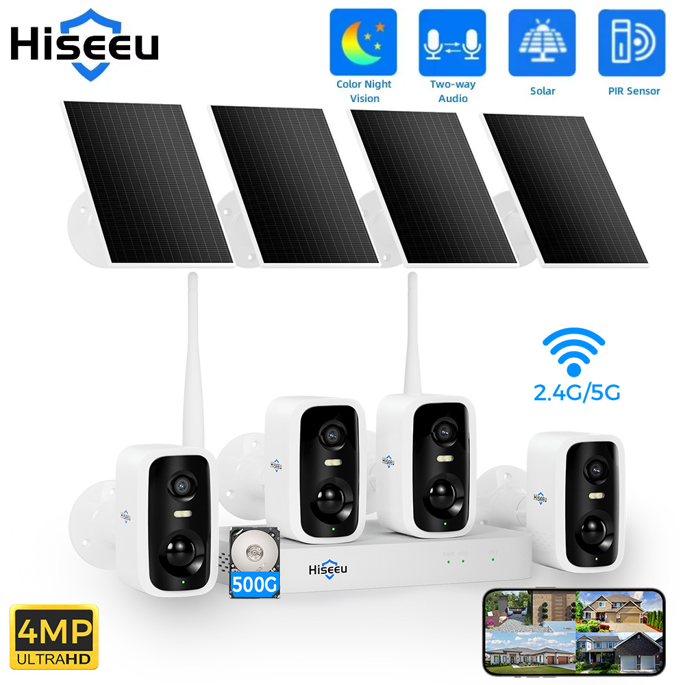 Hiseeu 10채널 NVR 4MP WiFi 태양광 I - Home Security Kit With Camera 리뷰 및 가격